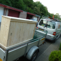 Steigerhouten kledingkast voorzien van schuifdeuren